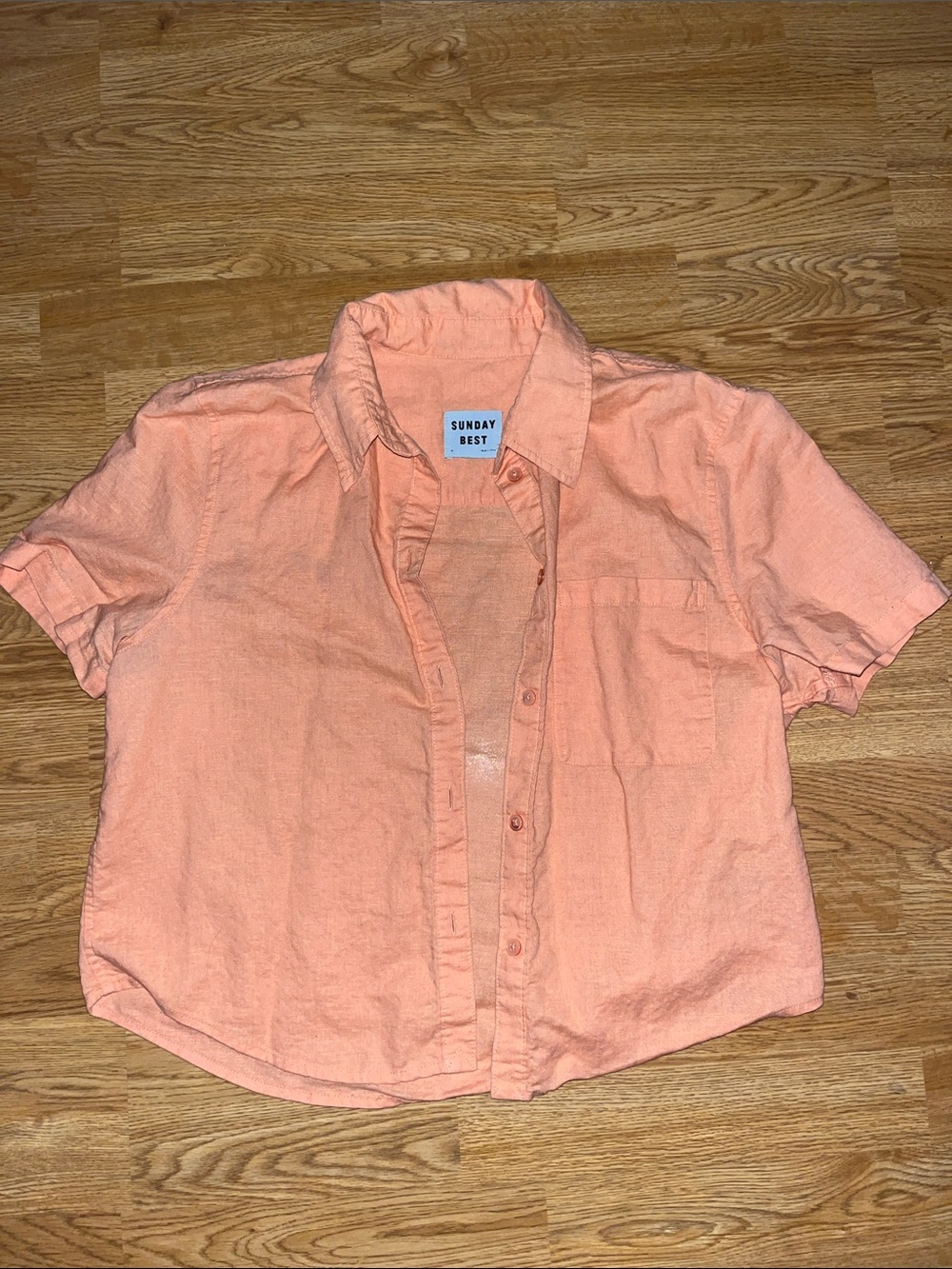 Sunday Best Peach-Orange Short-Sleeve Button-Down Shirt